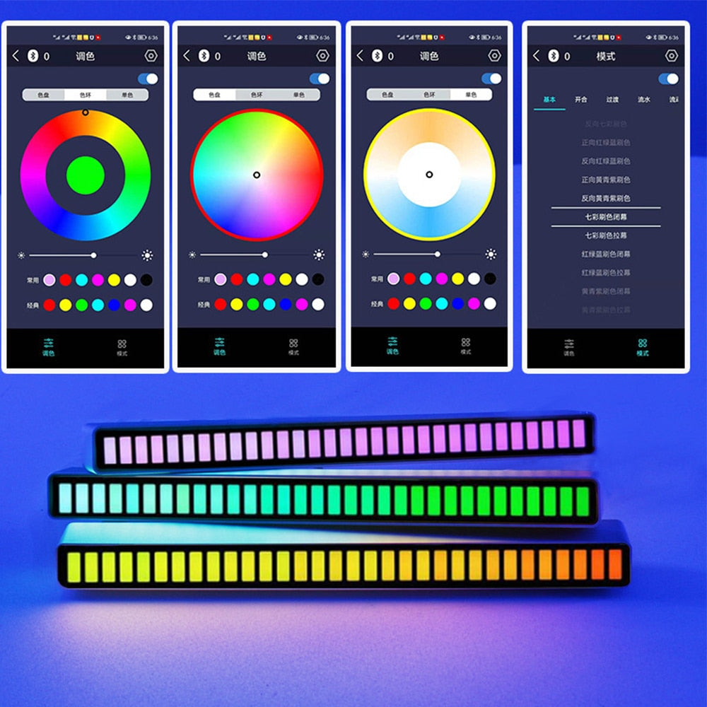 FTOYIN Creative RGB Music Sound Light Bar 5V USB 16/32Led App Control Led Music Rhythm Night Lights Pickup Voice Ambient Light