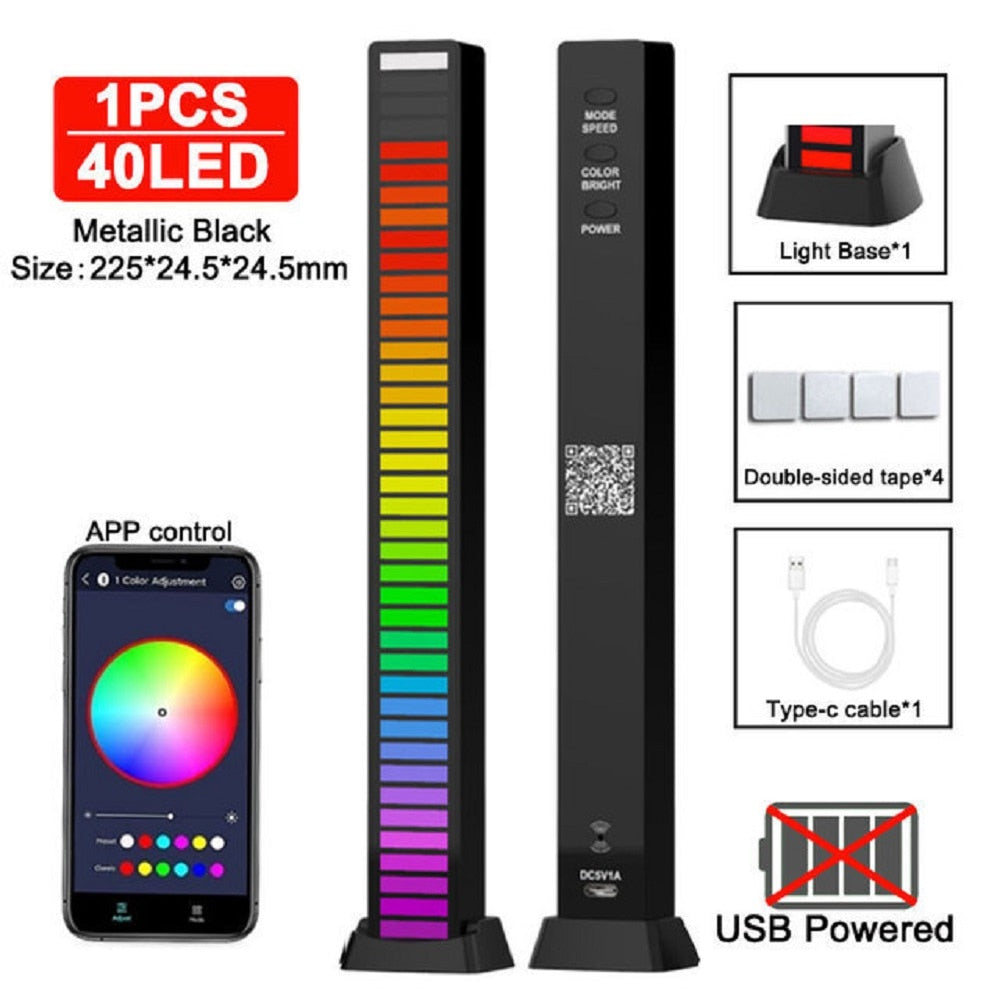 FTOYIN Creative RGB Music Sound Light Bar 5V USB 16/32Led App Control Led Music Rhythm Night Lights Pickup Voice Ambient Light