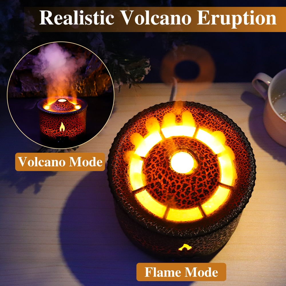 Volcano Fire Flame Air Humidifier Aroma Diffuser Essential Oil with Remote Control Jellyfish for Home Fragrance Mist Mak Smoking - mglopal