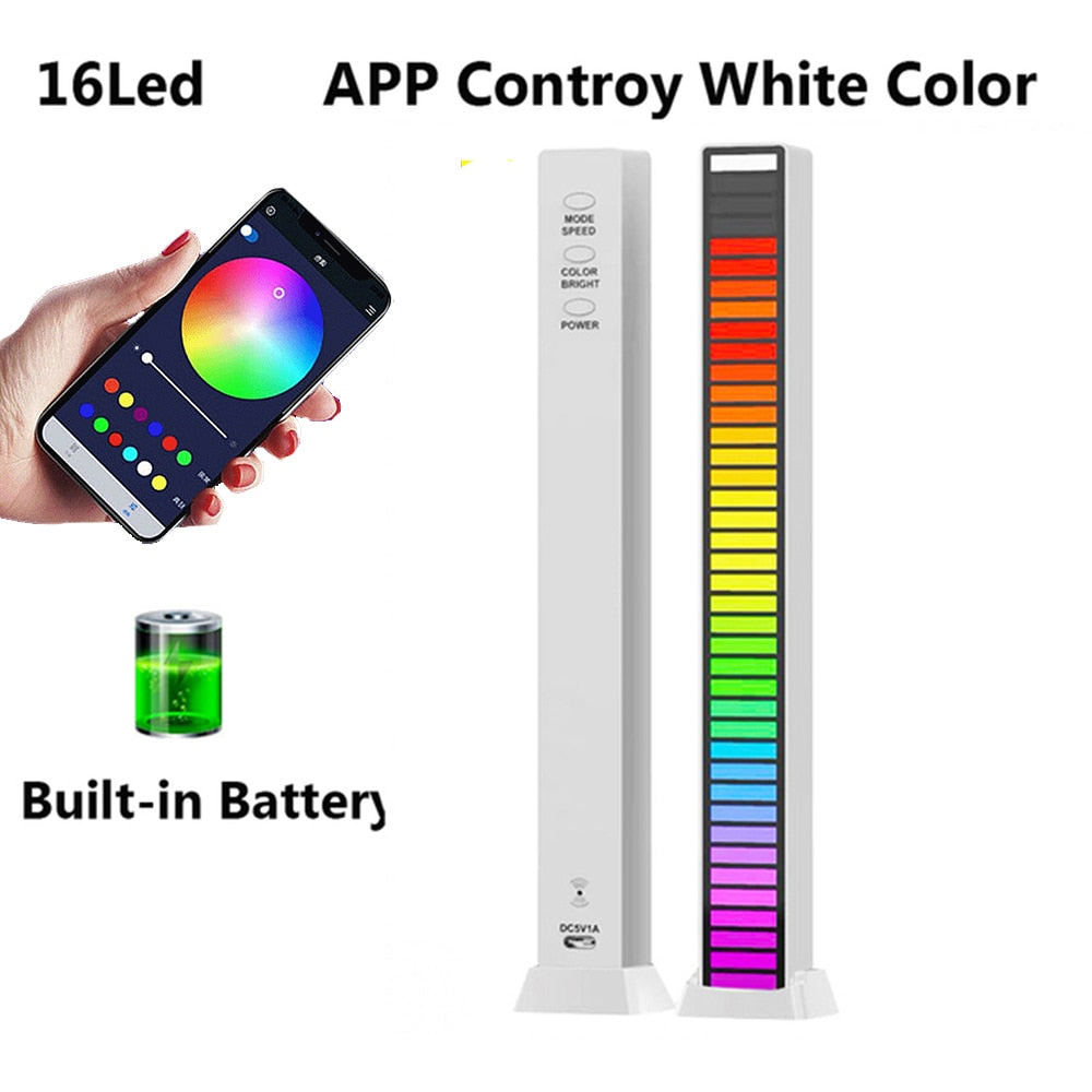 FTOYIN Creative RGB Music Sound Light Bar 5V USB 16/32Led App Control Led Music Rhythm Night Lights Pickup Voice Ambient Light