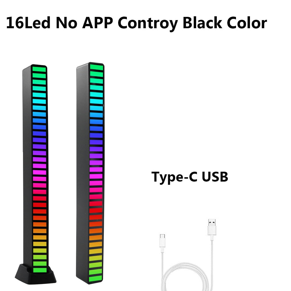 FTOYIN Creative RGB Music Sound Light Bar 5V USB 16/32Led App Control Led Music Rhythm Night Lights Pickup Voice Ambient Light