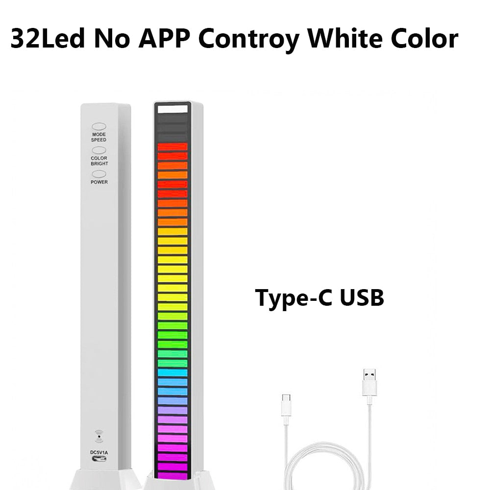 FTOYIN Creative RGB Music Sound Light Bar 5V USB 16/32Led App Control Led Music Rhythm Night Lights Pickup Voice Ambient Light