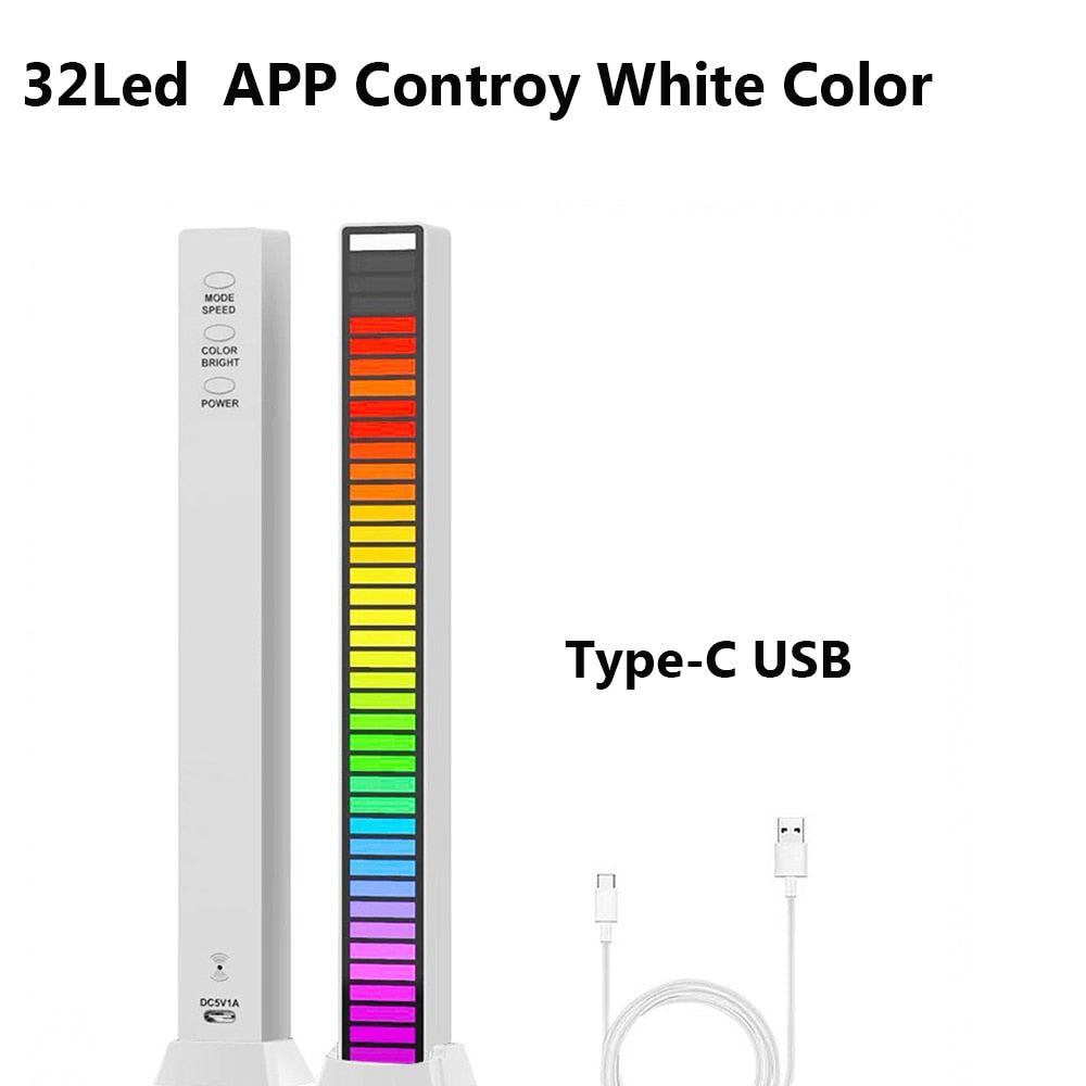 FTOYIN Creative RGB Music Sound Light Bar 5V USB 16/32Led App Control Led Music Rhythm Night Lights Pickup Voice Ambient Light