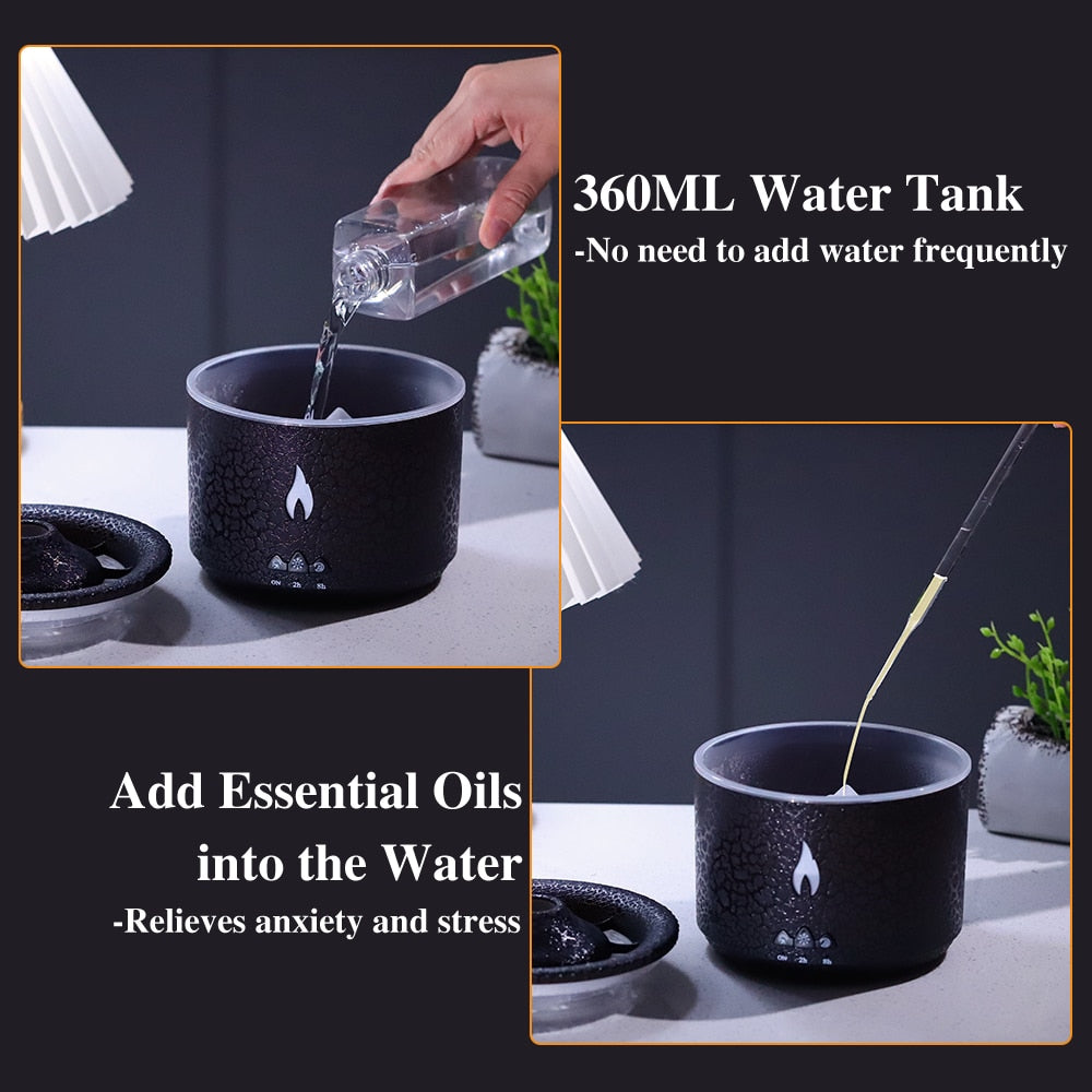 Volcano Fire Flame Air Humidifier Aroma Diffuser Essential Oil with Remote Control Jellyfish for Home Fragrance Mist Mak Smoking - mglopal