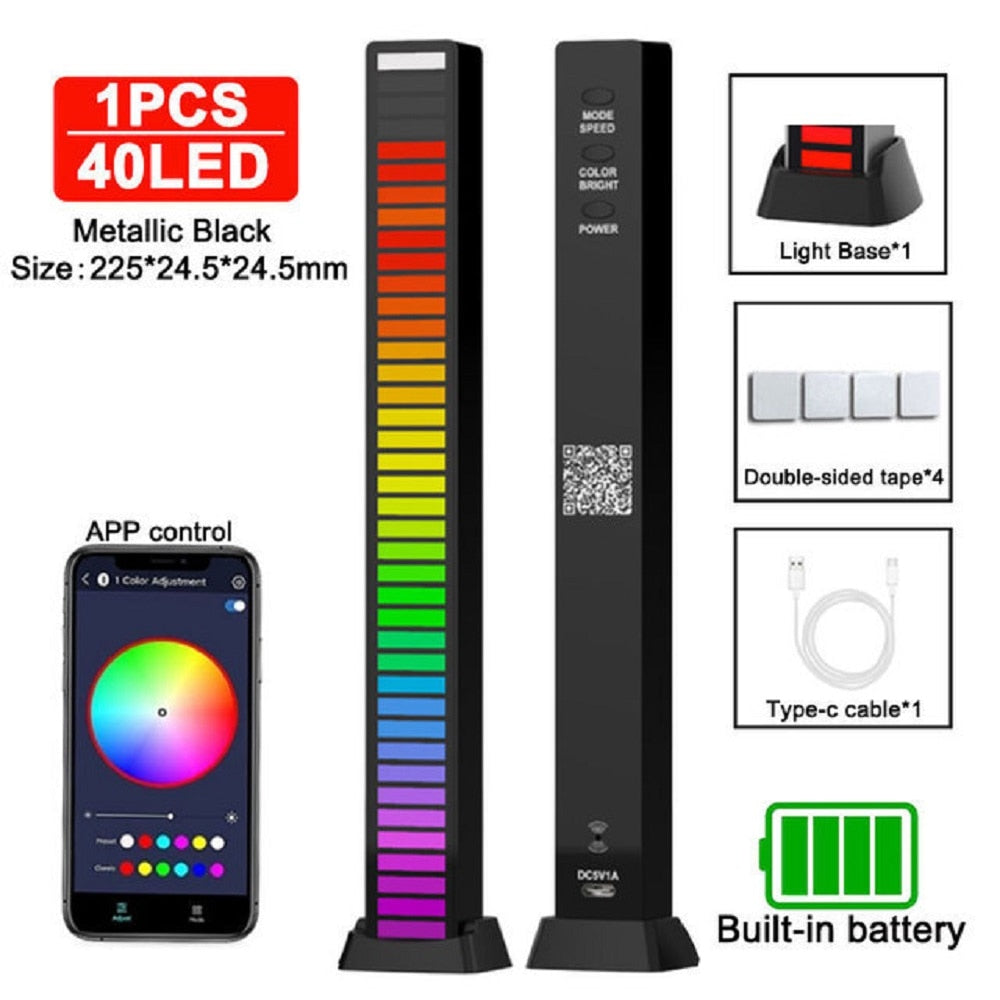 FTOYIN Creative RGB Music Sound Light Bar 5V USB 16/32Led App Control Led Music Rhythm Night Lights Pickup Voice Ambient Light