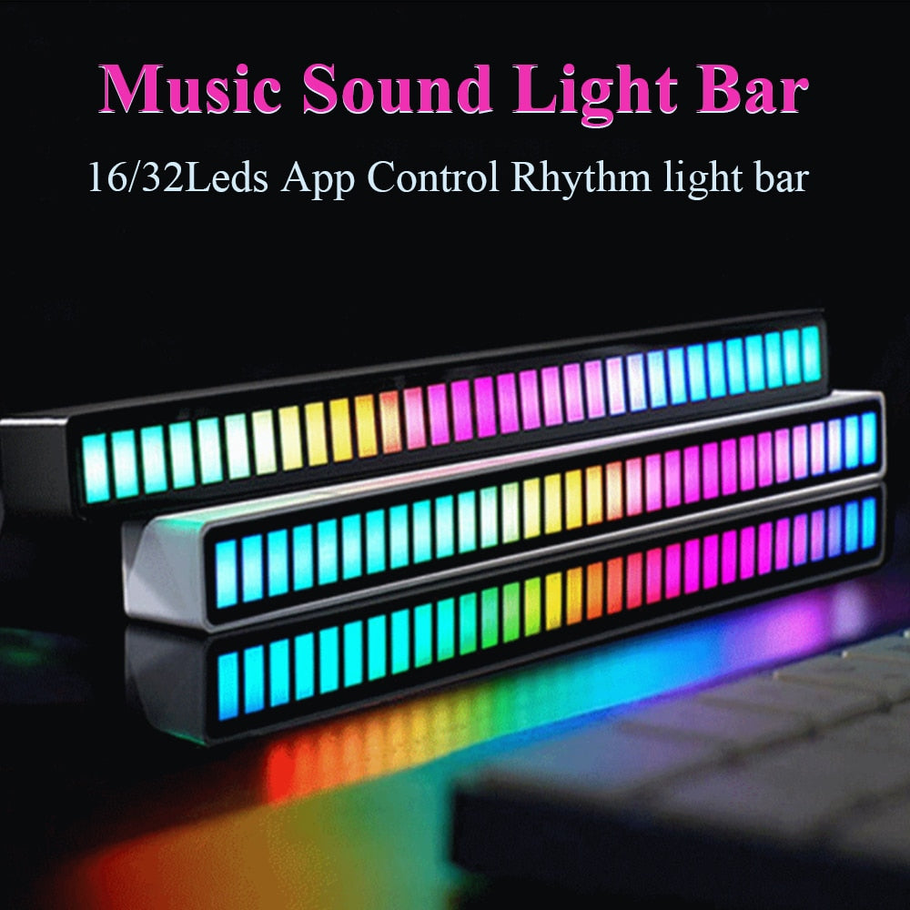FTOYIN Creative RGB Music Sound Light Bar 5V USB 16/32Led App Control Led Music Rhythm Night Lights Pickup Voice Ambient Light