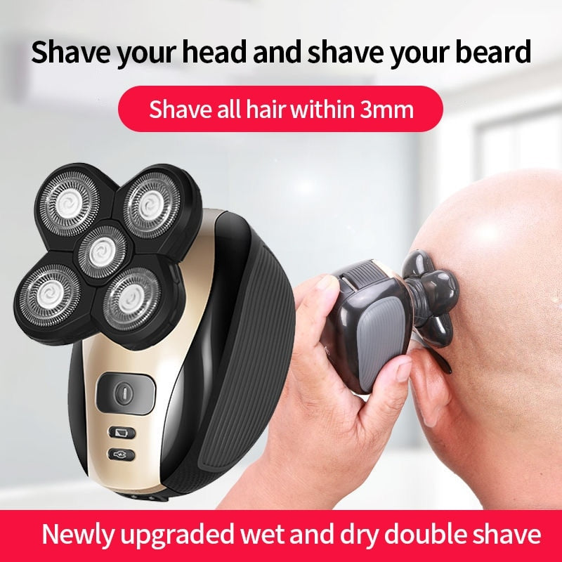 Five Blade Shaver Electric 4D Floating Multi Function Shaver Hair Magic Bald Head Artifact Beard Knife