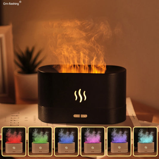 New Colorful Flame Aroma Diffuser Bedroom Table Atmosphere Decorative Lamp Creative Humidifier Light for Living Room Office - mglopal