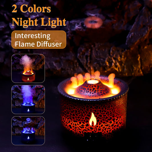 Volcano Fire Flame Air Humidifier Aroma Diffuser Essential Oil with Remote Control Jellyfish for Home Fragrance Mist Mak Smoking - mglopal