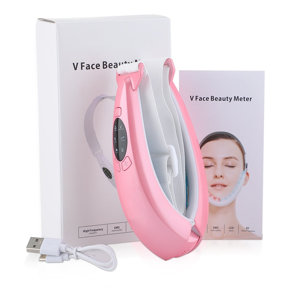 Face Lifting Machine LED Photon Therapy Face Slimming Skincare Vibration Lift Device Double Chin Remover Facial Massager