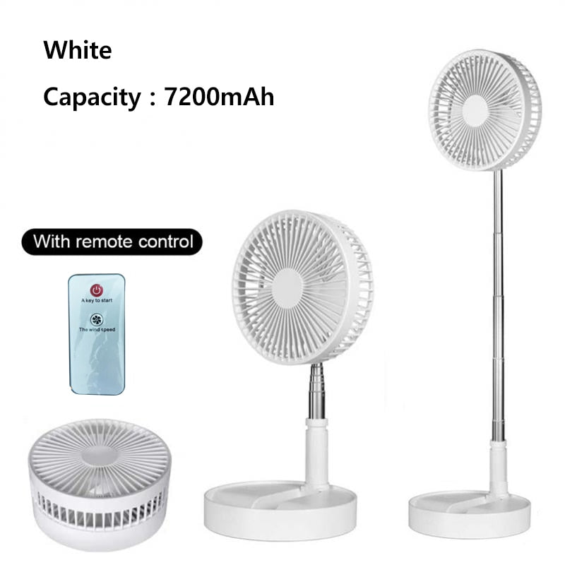 7200mAh USB Rechargeable Portable Fan Household Foldable TelescopicFan LowNoise Electric Cooling Fan 4 Speed campingPortable Fan