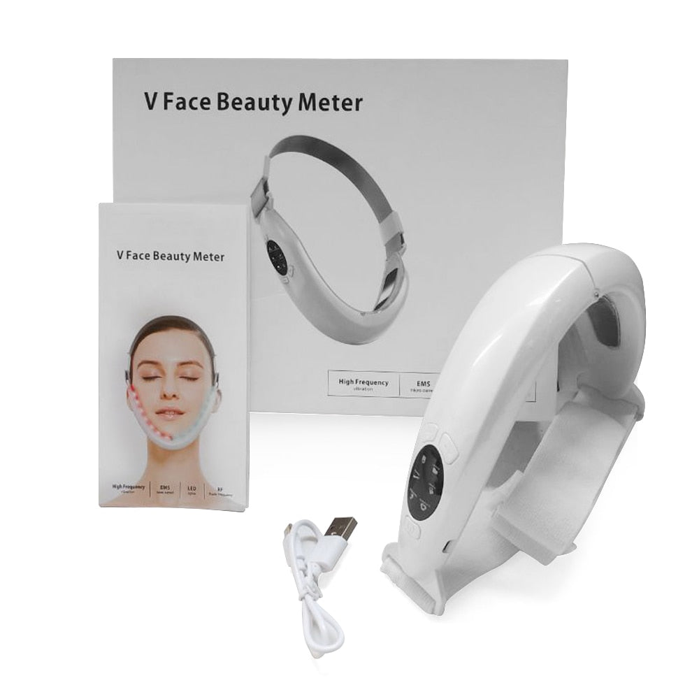 Face Lifting Machine LED Photon Therapy Face Slimming Skincare Vibration Lift Device Double Chin Remover Facial Massager