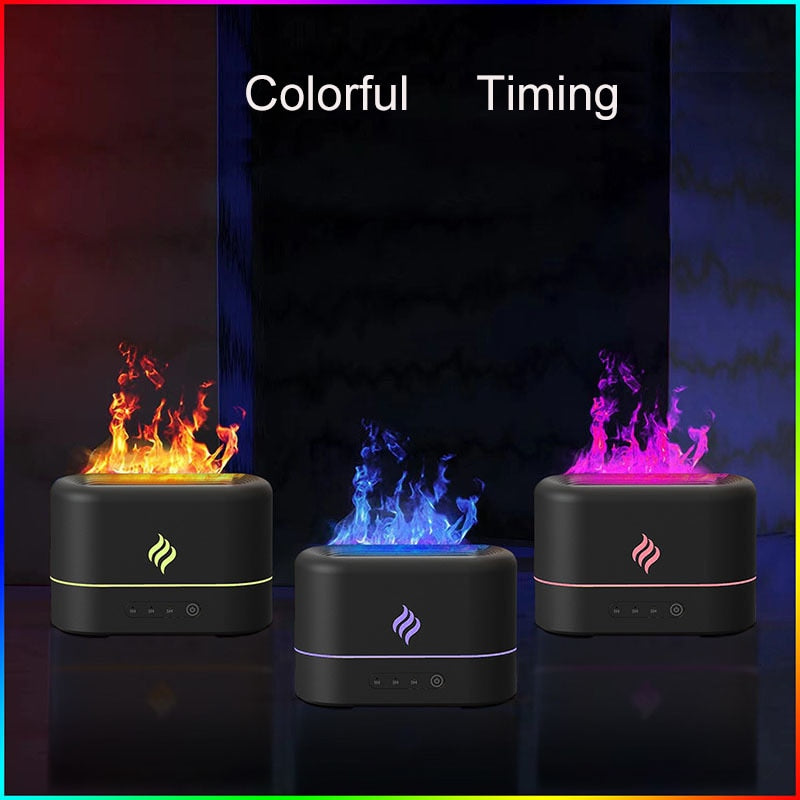 New Colorful Flame Aroma Diffuser Bedroom Table Atmosphere Decorative Lamp Creative Humidifier Light for Living Room Office - mglopal