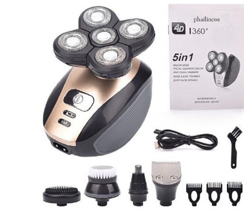 Five Blade Shaver Electric 4D Floating Multi Function Shaver Hair Magic Bald Head Artifact Beard Knife