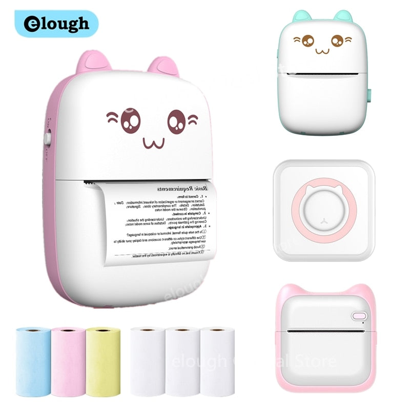 Elough Mini Printer Portable Label Printer Sticker Wireless Inkless Self-adhesive Thermal Printer Impresora Portátil Android IOS - mglopal