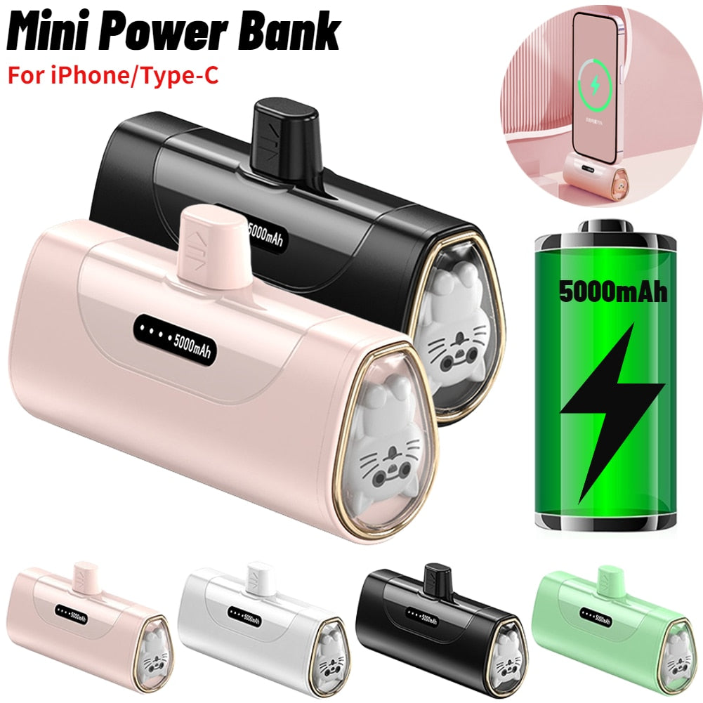 Mini Mobile Power Bank Charger Portable 5000mAh Wireless Mobile Battery Fast Charging External Battery For iPhone Android Phone - mglopal