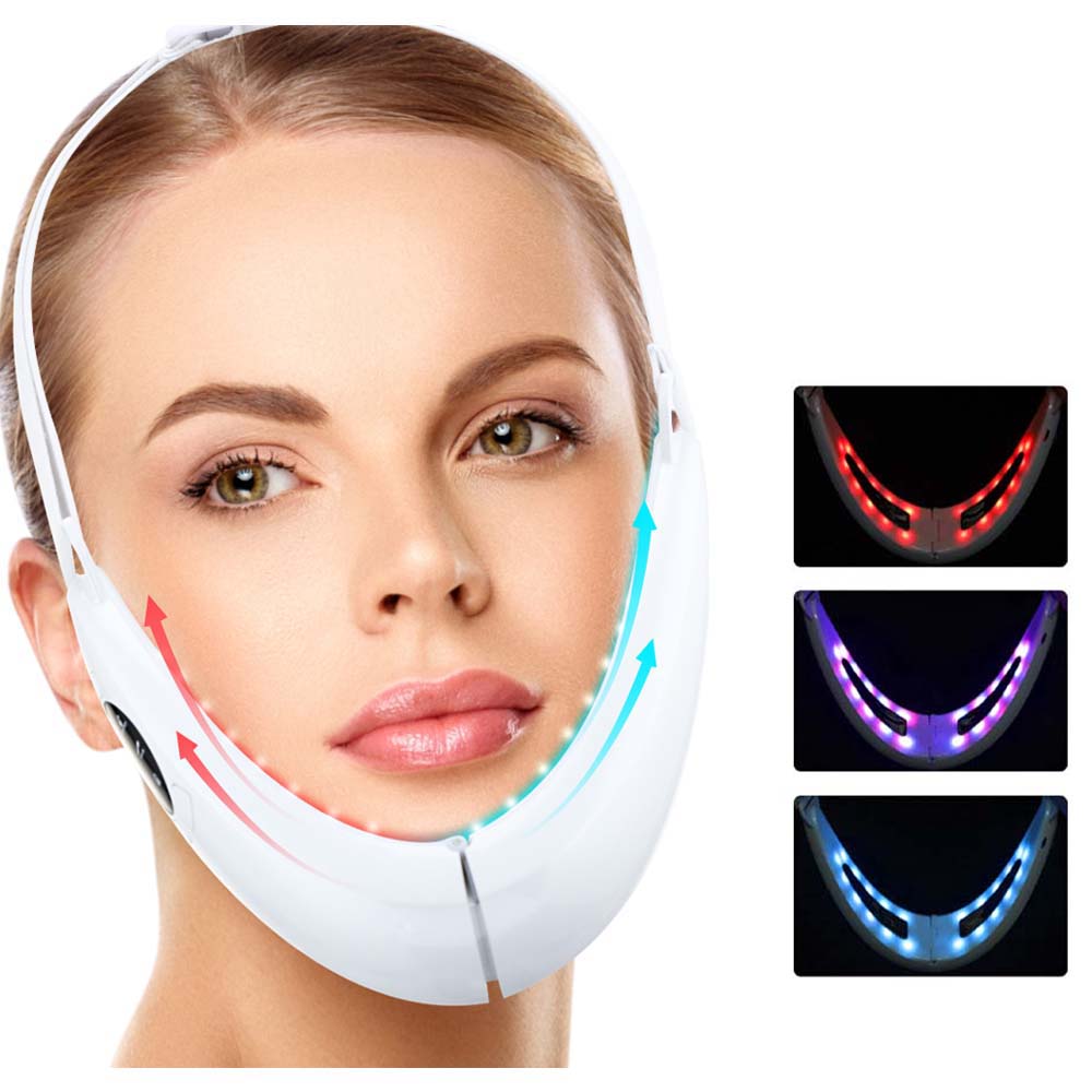 Face Lifting Machine LED Photon Therapy Face Slimming Skincare Vibration Lift Device Double Chin Remover Facial Massager